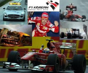 Puzzle Ο Fernando Alonso πανηγυρίζει τη νίκη του στο Grand Prix της Κορέας (2010)